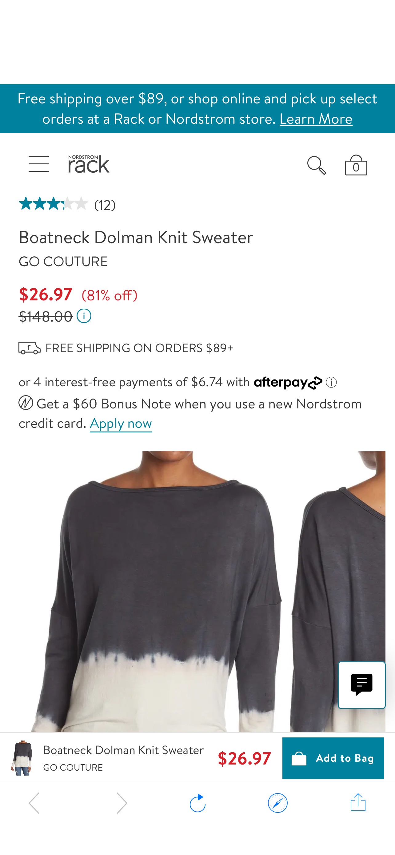 女士上衣GO COUTURE Boatneck Dolman Knit Sweater | Nordstromrack