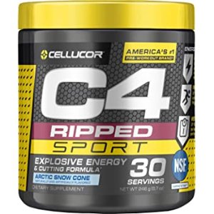 C4 Ripped Sport Pre Workout Powder Arctic Snow Cone | NSF Certified for Sport + Sugar Free Preworkout Energy Supplement for Men & Women | 135mg Caffeine + Weight Loss | 30 Servings