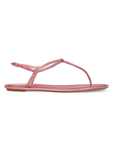 Rene Caovilla Diana Crystal-Embellished Satin T-Strap Sandals | SaksFifthAvenue鞋