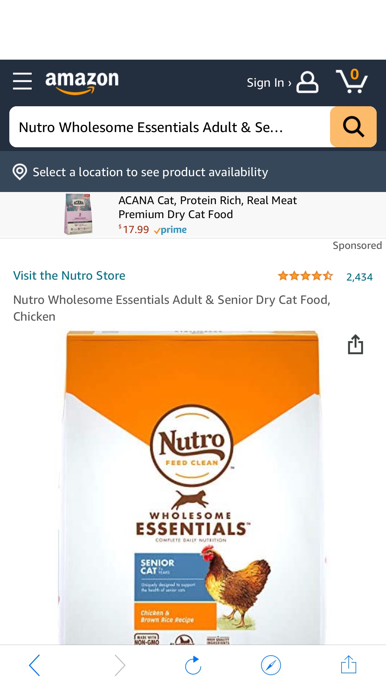 Amazon.com: NUTRO WHOLESOME ESSENTIALS Natural Dry Cat Food, Adult Cat Chicken & Brown Rice Recipe Cat Kibble, 14磅猫粮4.29刀