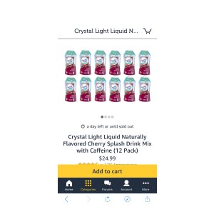 $25 Crystal Light Liquid Naturally Flavored Cherry Splash Drink Mix with Caffeine (12 Pack)促销