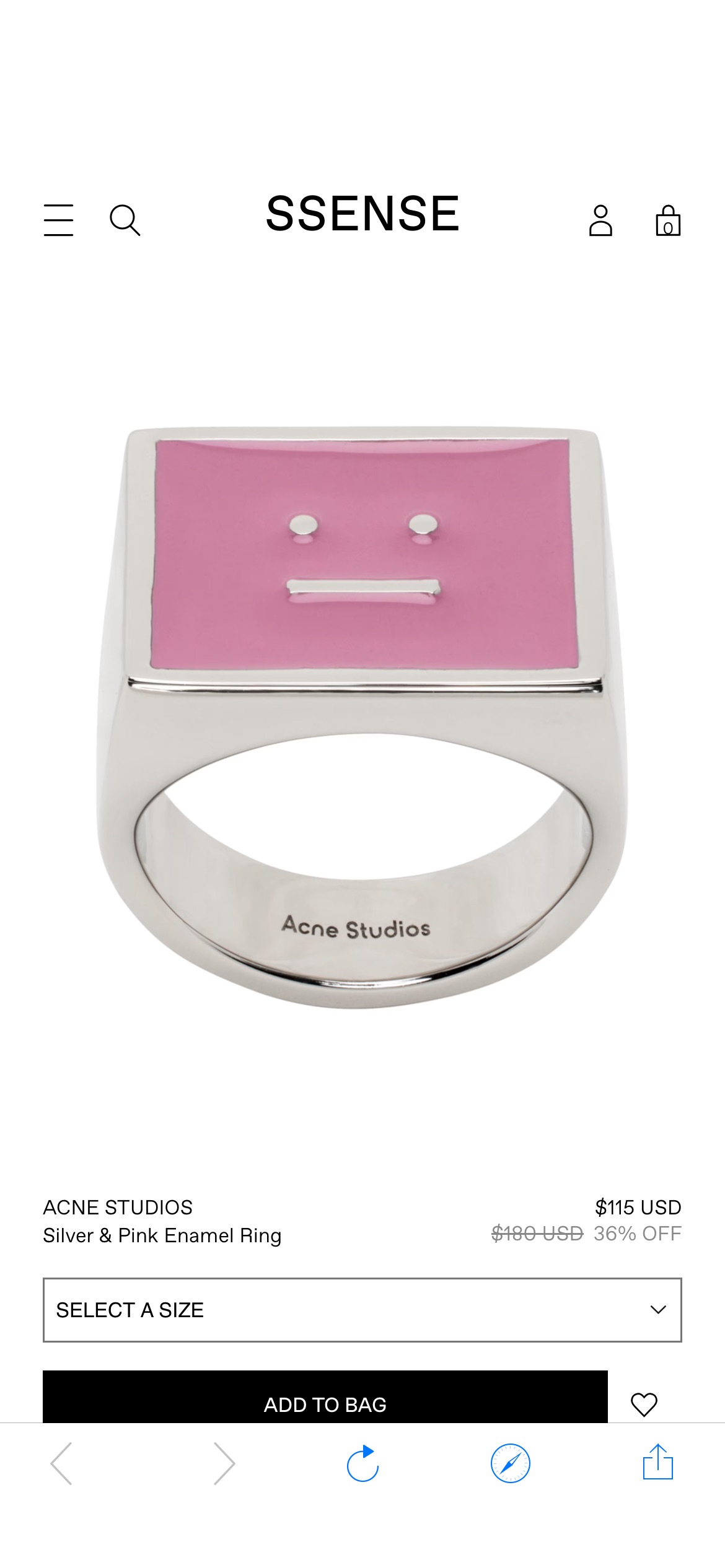 Silver & Pink Enamel Ring by Acne Studios on Sale