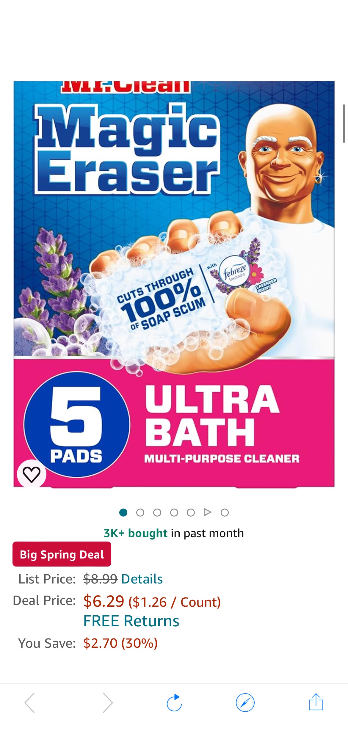 Amazon.com: Mr. Clean Magic Eraser Ultra Bath Multi Purpose Cleaner for Bathroom, Soap Scum Remover for Shower, 5ct : Health & Household
