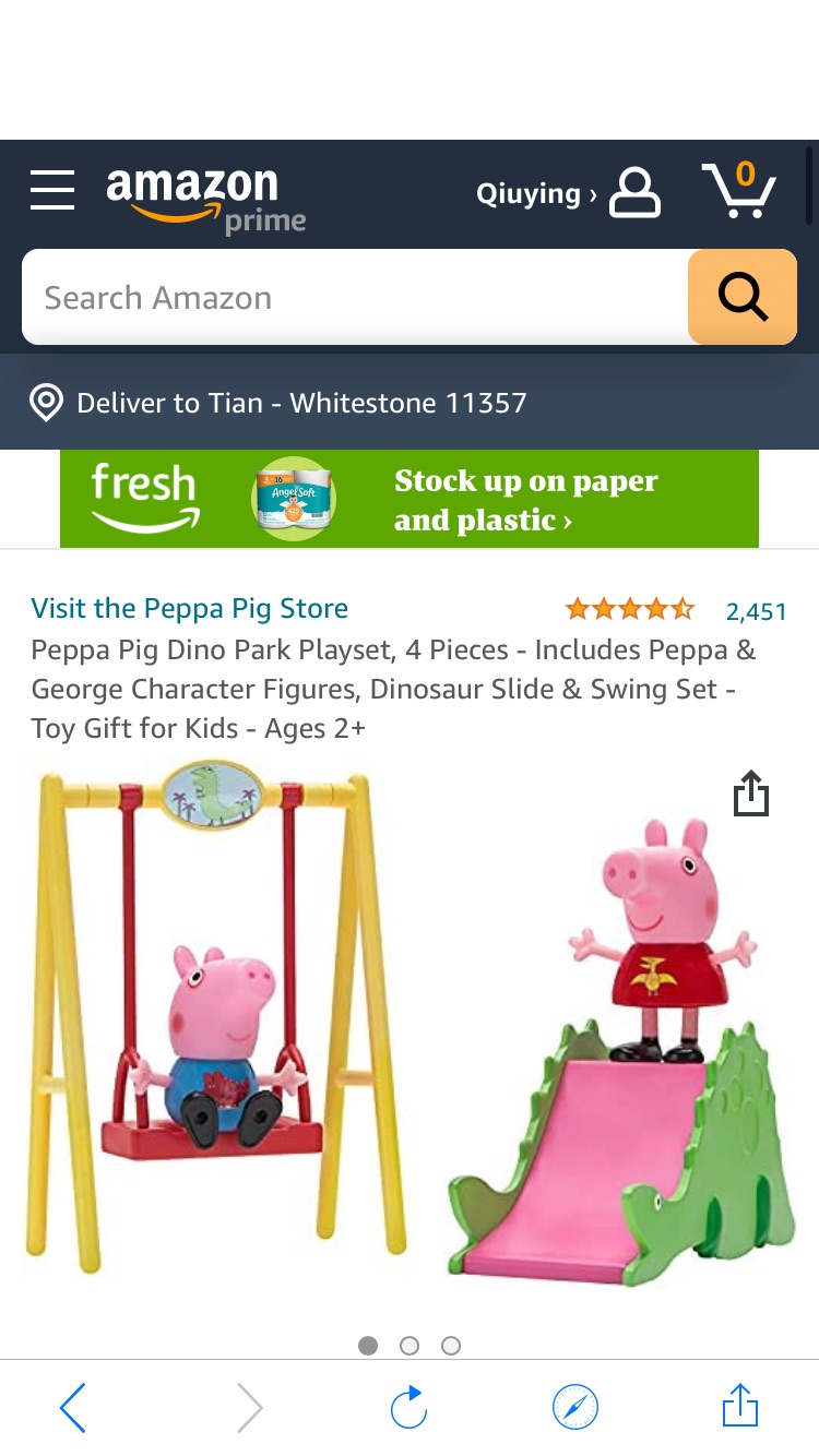 Amazon.com: Peppa Pig Dino Park Playset, 4 Pieces - Includes Peppa & George Character Figures, Dinosaur Slide & Swing Set - Toy Gift for Kids - Ages 2+ : Toys & Games小猪佩奇玩具