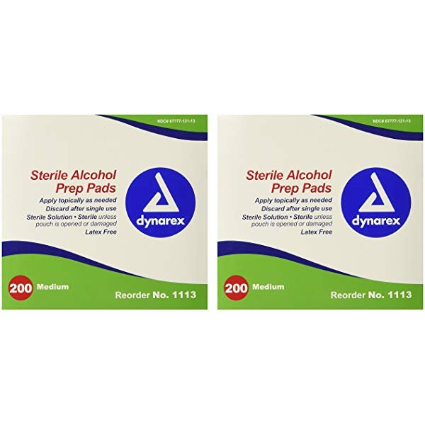 Dynarex Alcohol Prep Pad Sterile medium 20/100/Cs