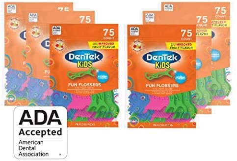 Amazon.com: DenTek Kids Fun Flossers | Removes Food & Plaque | 75 Count (Pack of 6): Beauty水果口味儿童牙线