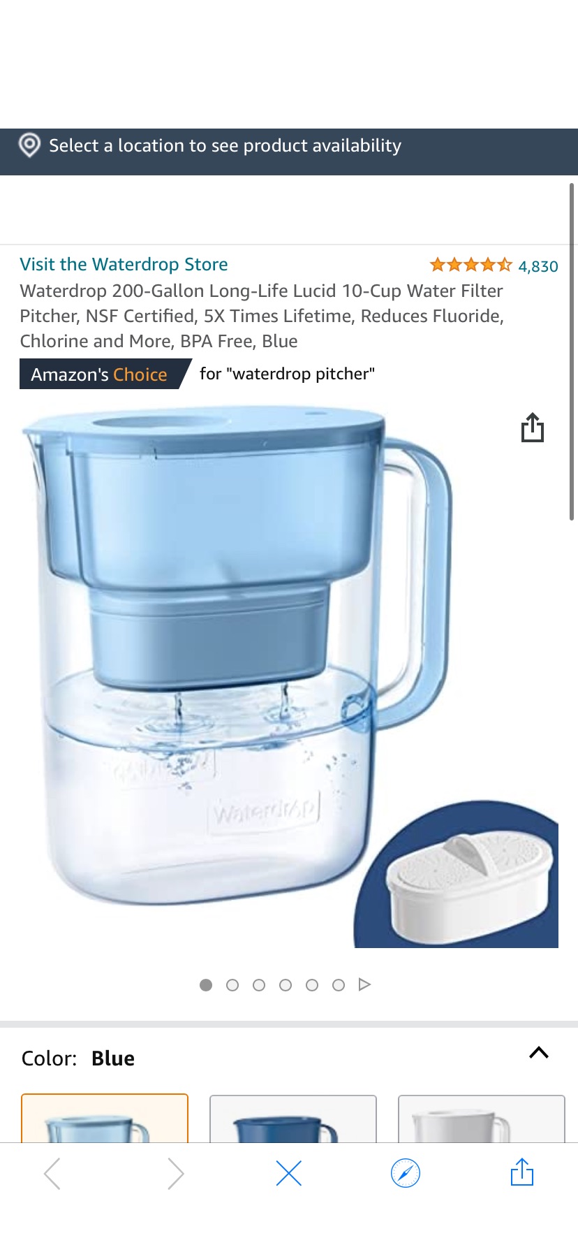 过滤水壶Amazon.com: Waterdrop 200-Gallon Long-Life Lucid 10-Cup Water Filter Pitcher, NSF Certified, 5X Times Lifetime, Reduces Fluoride, C