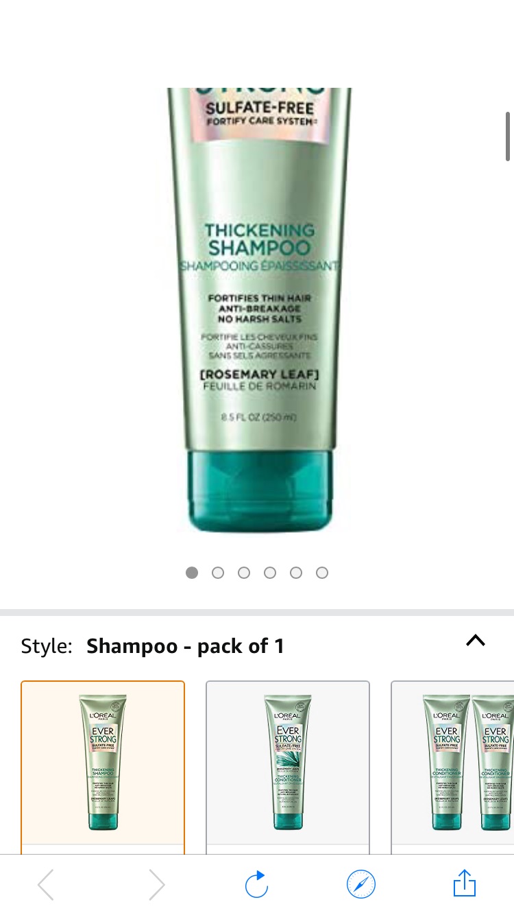 Amazon.com: 洗发水L'Oreal Paris EverStrong Thickening Sulfate Free Shampoo, Thickens + Strengthens, For Thin, Fragile Hair, with Rosemary Leaf, 8.5 Ounces (Packaging May Vary)