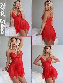 Avidlove Womens Red Babydoll Lingerie for Women Valentines Day Lingerie Negligee Lingerie Red L at Amazon Women’s Clothing store