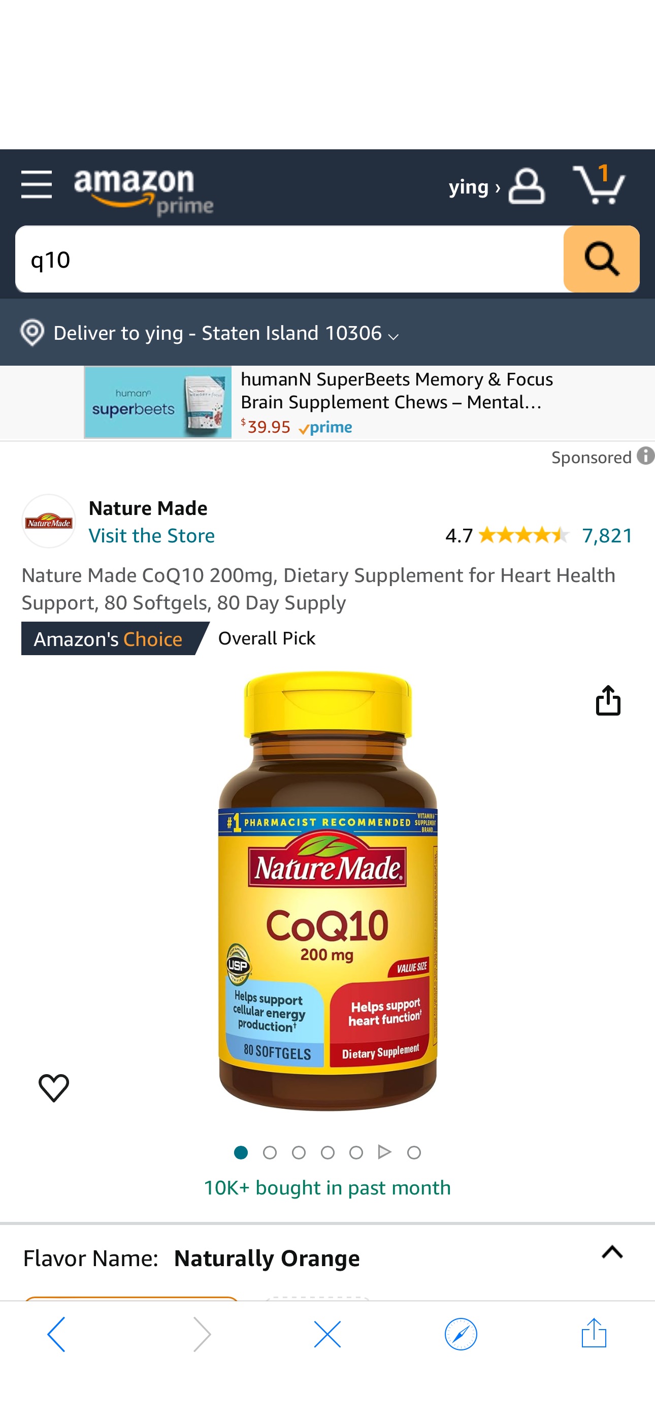 Amazon.com: Nature Made CoQ10 200mg, Dietary Supplement for Heart Health Support, 80 Softgels, 80 Day Supply : Health & Household