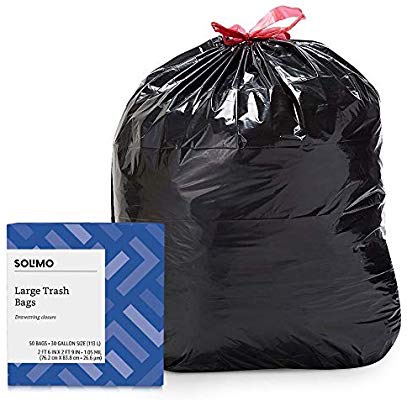 Amazon.com: Amazon Brand - Solimo Multipurpose Drawstring Trash Bags, 30 Gallon, 50 Count: Health & Personal Care垃圾袋