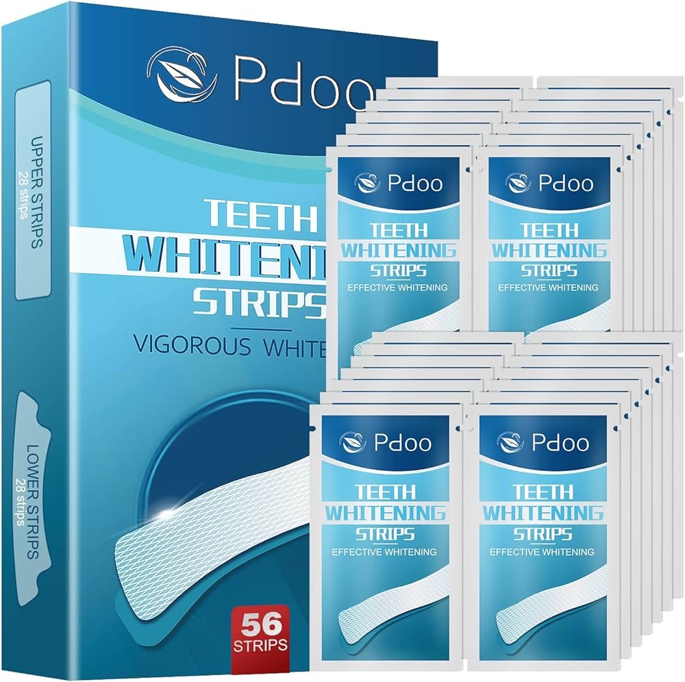 Amazon.com: 56 Teeth Whitening Strips Kit - White Strips for Sensitive Teeth Whitening Kit (28-Day) - Professional Teeth Whitener Strips Kit -Non-Slip Design - Fast-Result Teeth Whitening Products : H
