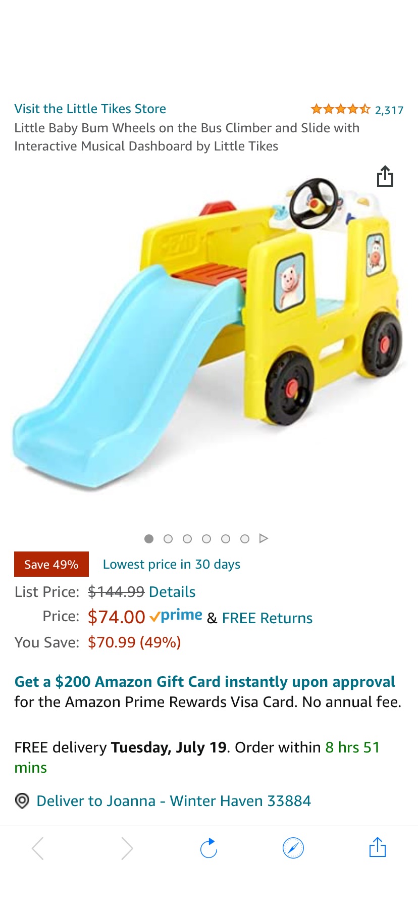 Amazon.com: Little Baby Bum Wheels on the Bus Climber and Slide with Interactive Musical Dashboard by Little Tikes : Toys & Games室内滑梯