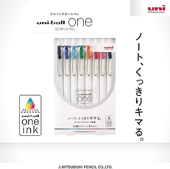 Amazon.com: Uni Ball One, Gel Ink 0.38mm Ballpoint Pen, 8 Colors Set (UMNS388C) : Office Products