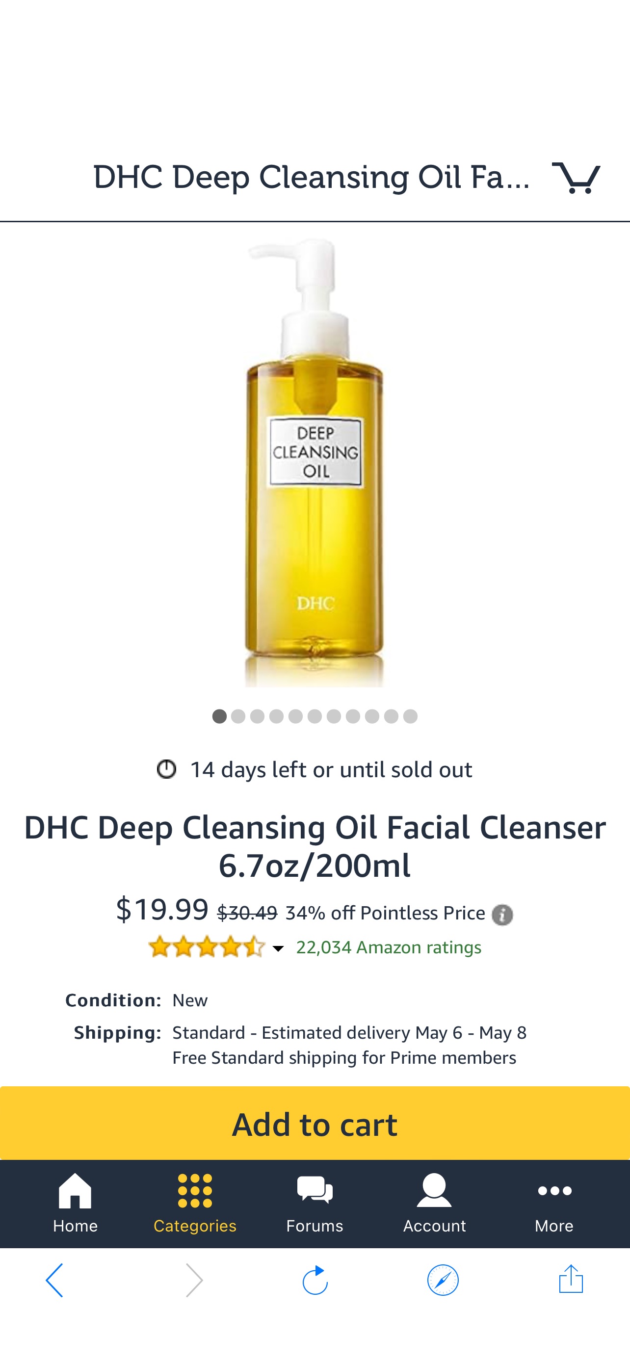 清洁油DHC Deep Cleansing Oil Facial Cleanser 6.7oz/200ml