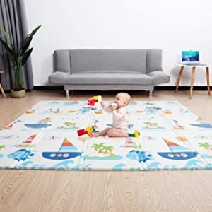 Lanboro Reversible Foldable Play Mat for Baby 77''x 70''x0.6''