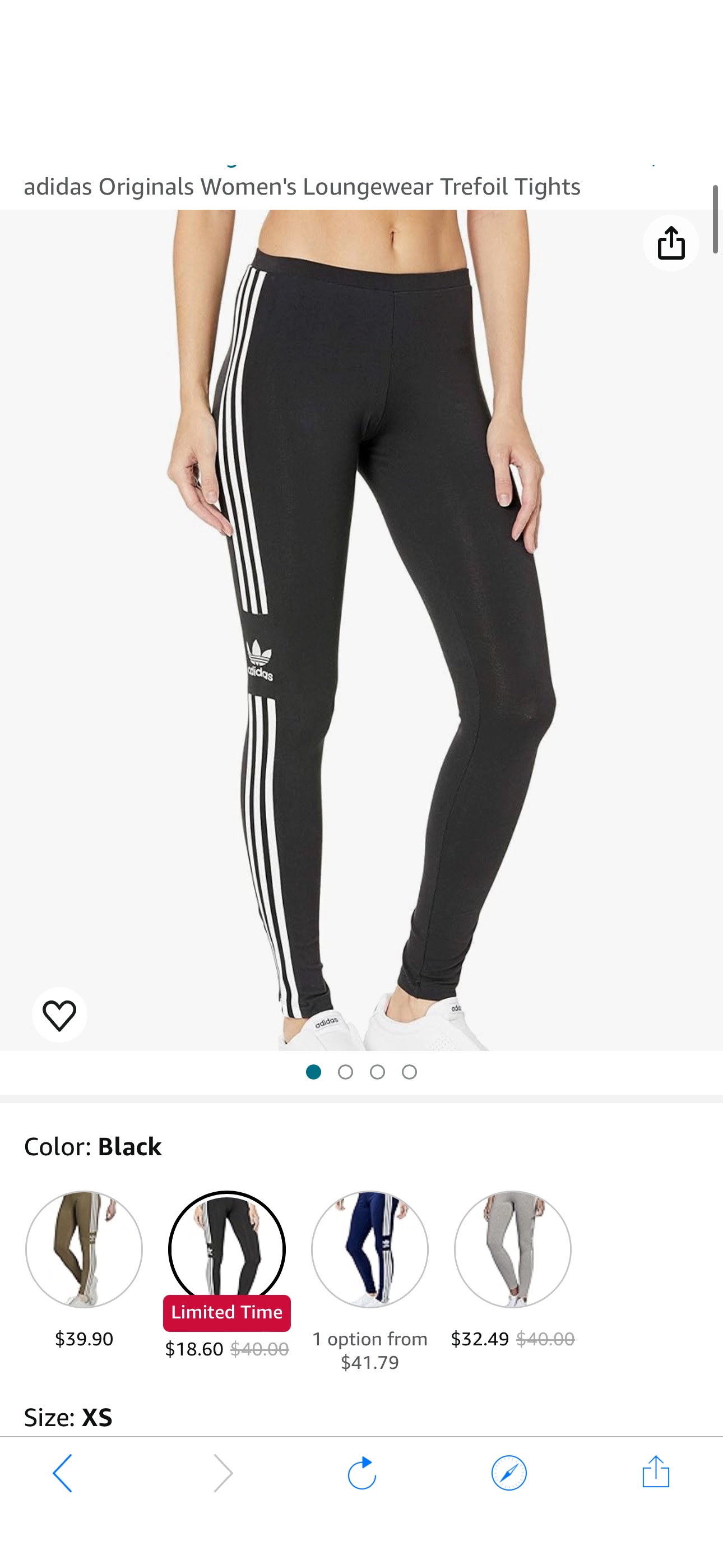 adidas Originals womens Trefoil Tights pants, Black 1, 27 US at Amazon Women’s Clothing store