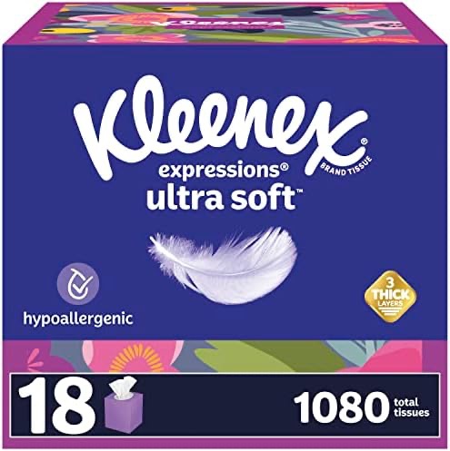 Amazon.com: Kleenex Expressions Ultra Soft Facial Tissues, 18 Cube Boxes, 60 Tissues per Box, 3-Ply (1,080 Total Tissues), Packaging May Vary : Everything Else 面巾纸