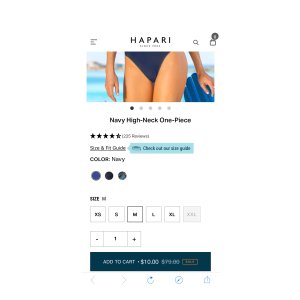 $10.00 Navy High-Neck One-Piece M | HAPARI
