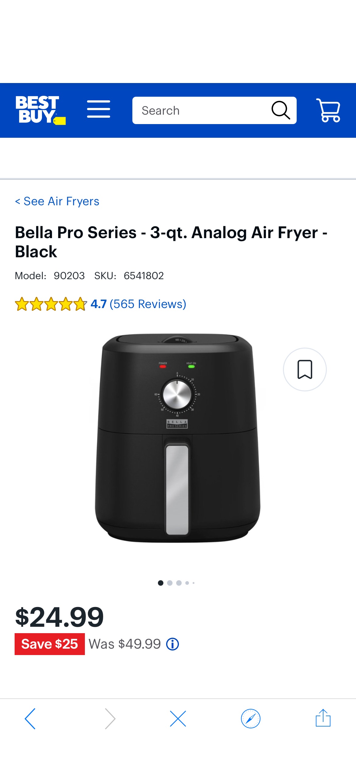 Bella Pro Series 3-qt. Analog Air Fryer Black 90203 - Best Buy