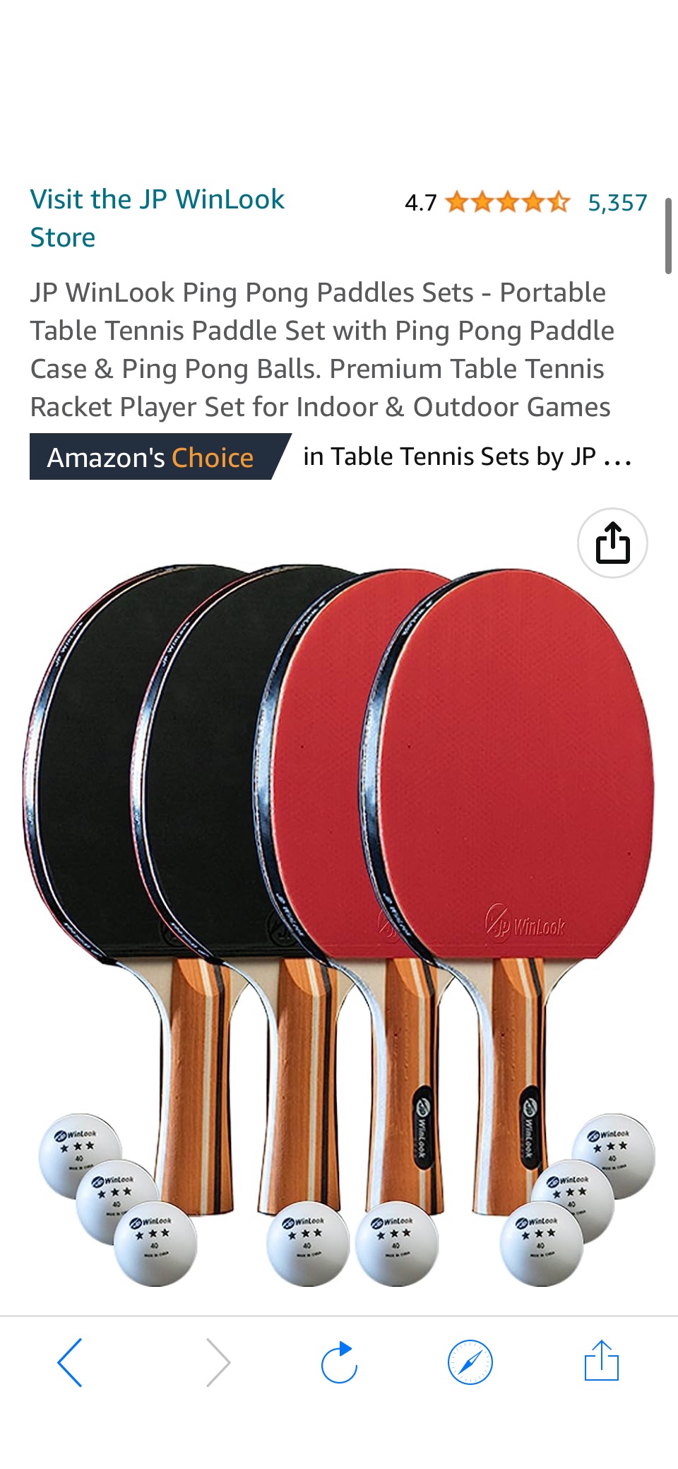 Amazon.com : JP WinLook Ping Pong Paddles Set of 4 - Portable Table Tennis Paddle Set with Ping Pong Paddle Case & 8 Ping Pong Balls. Premium Table Tennis Racket 4 Player Set for Indoor & 原价49.99