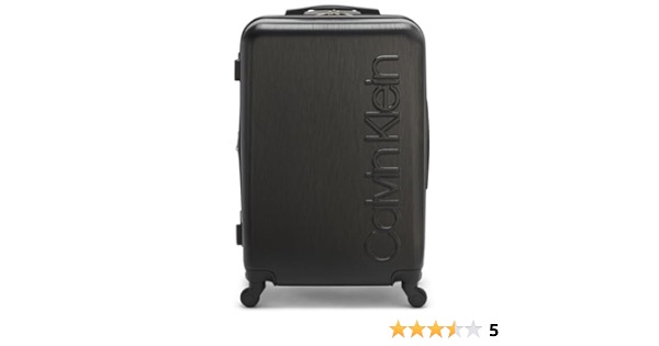 Calvin Klein Women's Hard Side Upright Luggage Spinner Light Weight Suitcase, Black, Medium