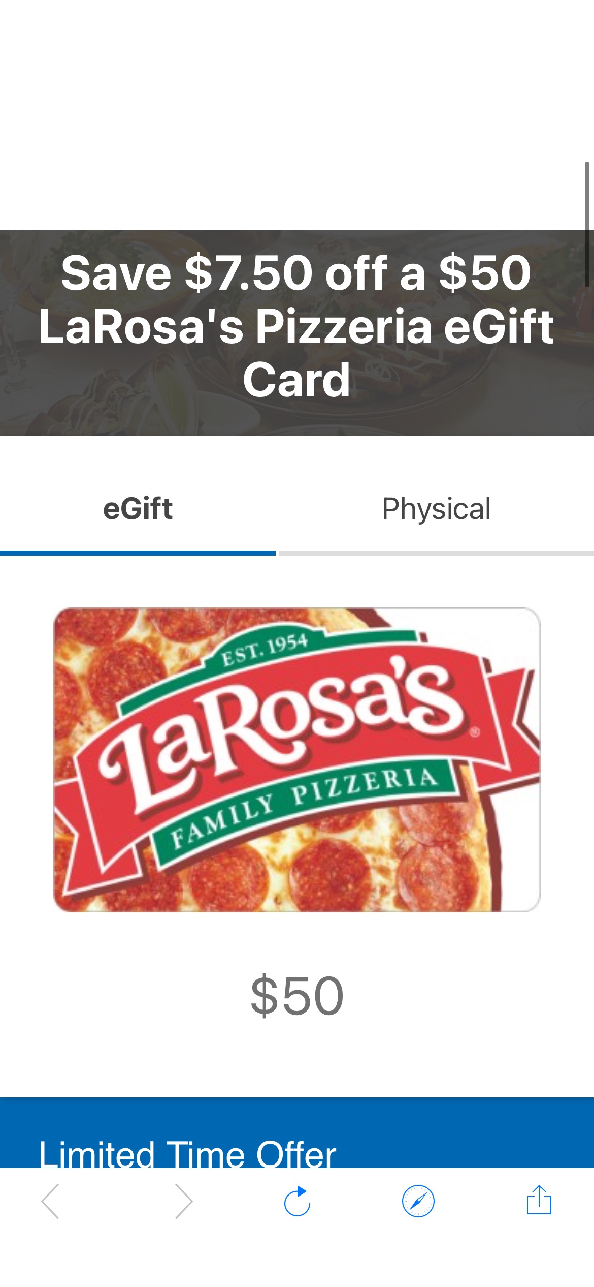 LaRosa’s Pizzeria Gift Card | $5 to $250 | Kroger Gift Cards