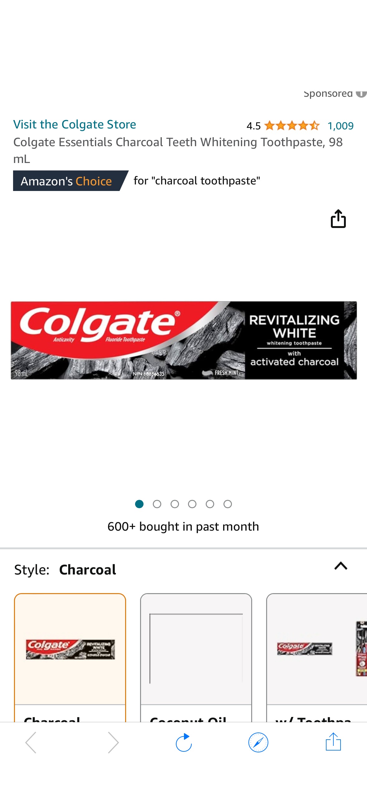 Colgate Essentials Charcoal Teeth Whitening Toothpaste, 98 mL : Amazon.ca: Health & Personal Care