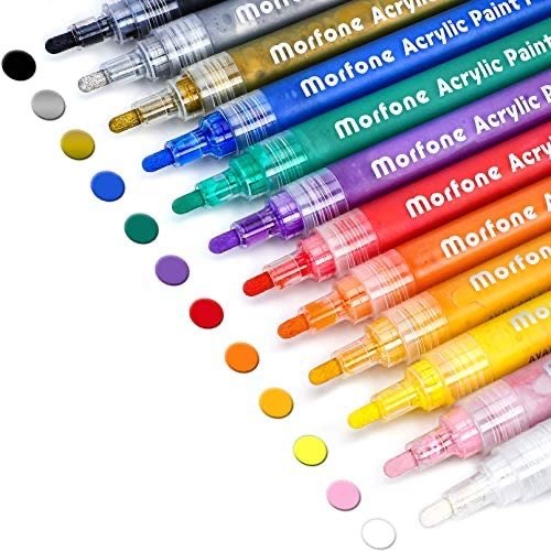 Morfone Set of 12 Colors Markers Water Based Paint Pen for Rock Painting