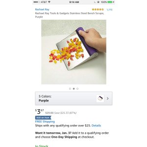 $3.67 Rachael Ray Tools & Gadgets Stainless Steel Bench Scrape, Purple 不锈钢案板刮刀特价