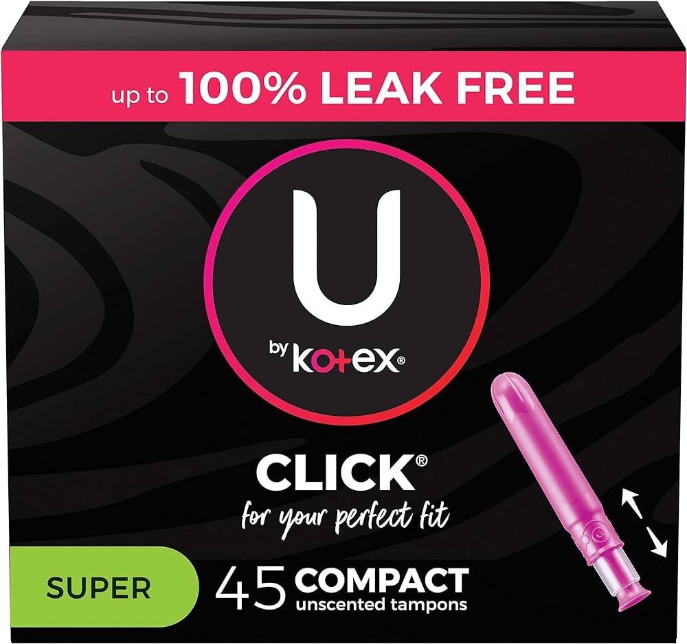 U by Kotex Click Compact Tampons, Super Absorbency, Unscented, 45 Count : Amazon.ca: Health & Personal Care