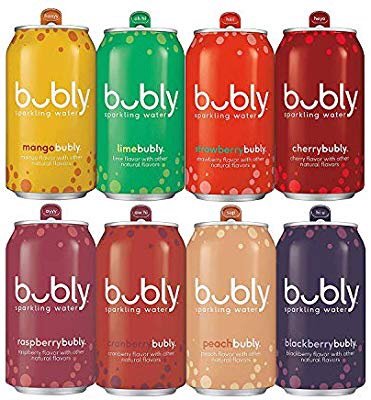 bubly Sparkling Water, Berry Bliss Sampler, 12 fl oz. Cans, (Pack of 18)
