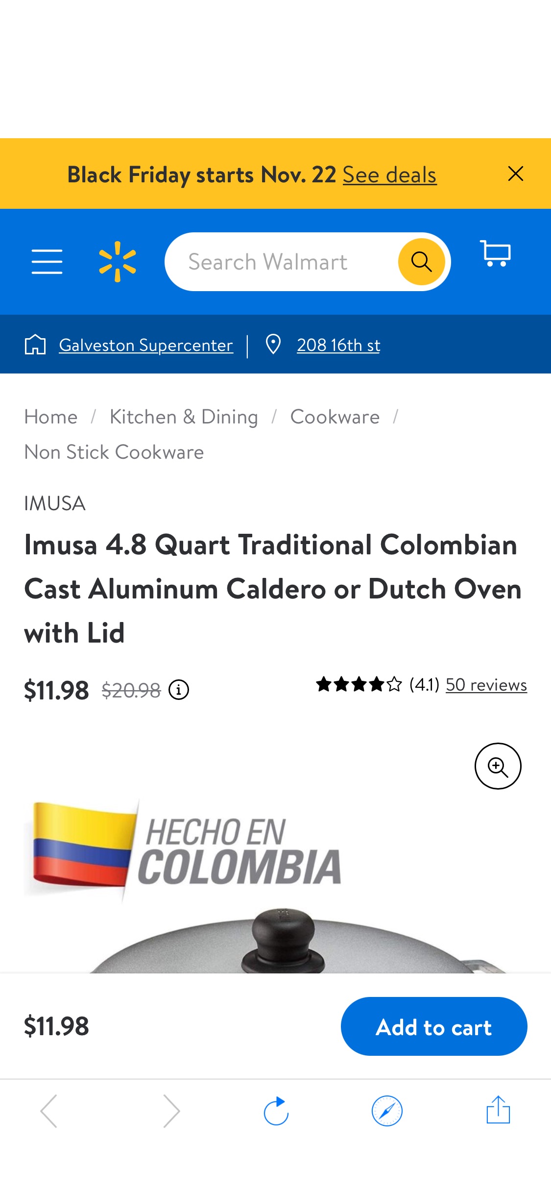 Imusa 4.8 Quart 铝锅Traditional Colombian Cast Aluminum Caldero or Dutch Oven with Lid