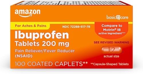 Amazon Basic Care Ibuprofen Tablets, 200 mg, 100 Count