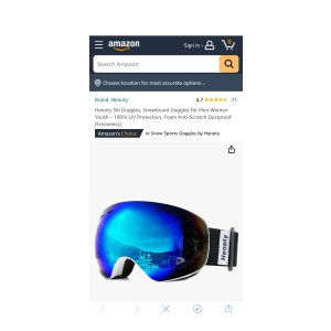 $9.99 Amazon.com : Henoty Ski Goggles, Snowboard Goggles for Men Women Youth – 100% UV Protection, Foam Anti-Scratch Dustproof (Frameless)(A2-W/B) : Sports & Outdoors