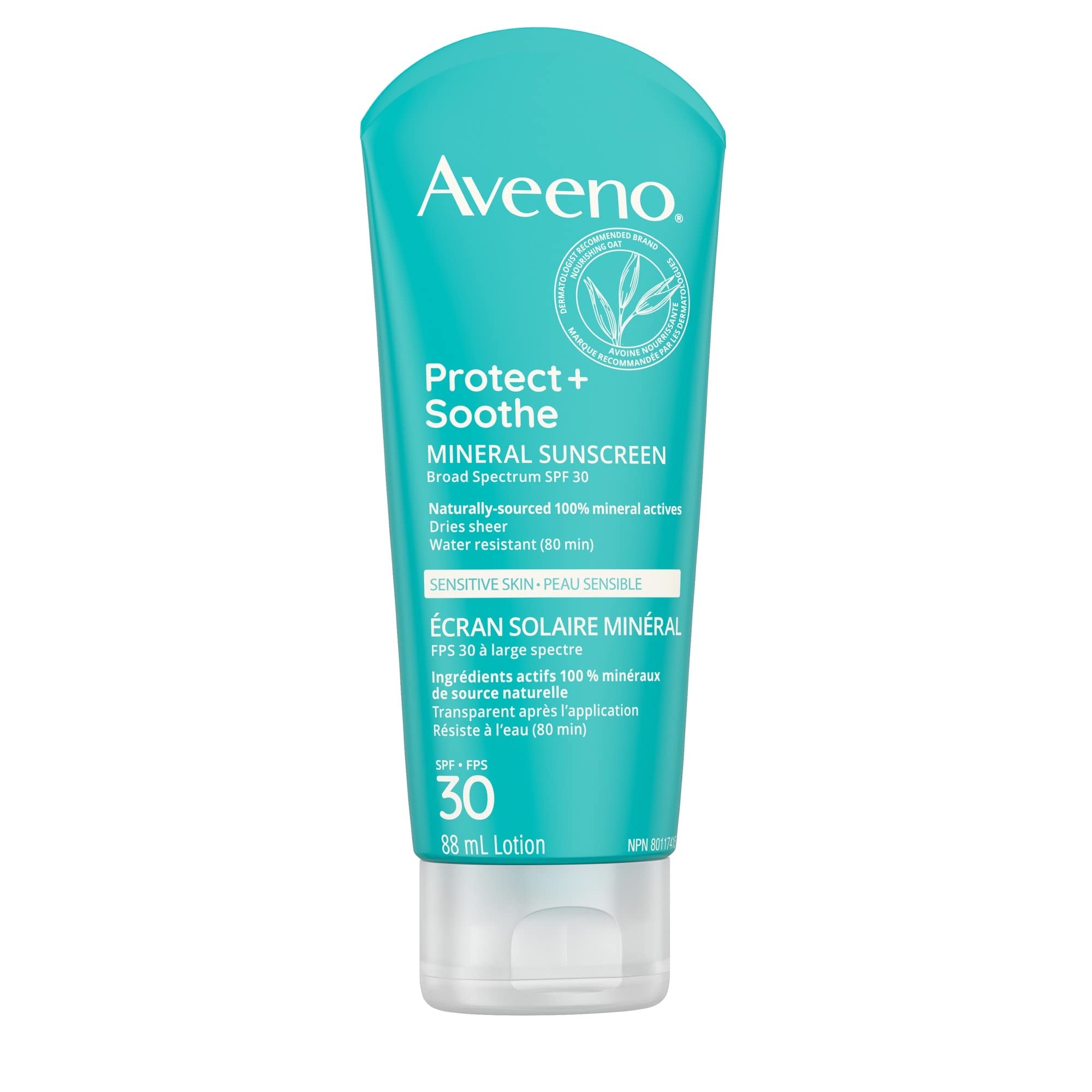 Aveeno Protect + Soothe Sensitive Skin Mineral Sunscreen SPF 30, 88mL, 0.012 cubic_feet : Amazon.ca: Beauty & Personal Care