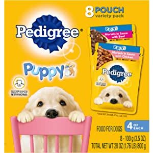 PEDIGREE PUPPY Soft Wet Dog Food 8-Count Variety Pack, 3.5 oz Pouches