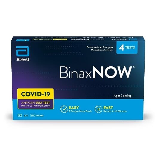 BinaxNOW COVID-19 Antigen Self Test, 1 Pack, 4 Tests Total