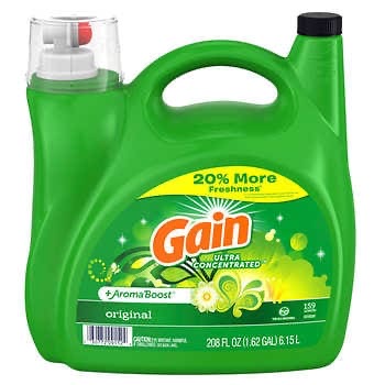 Gain Ultra Concentrated +AromaBoost HE Liquid Laundry Detergent, Original, 159 Loads, 208 fl oz