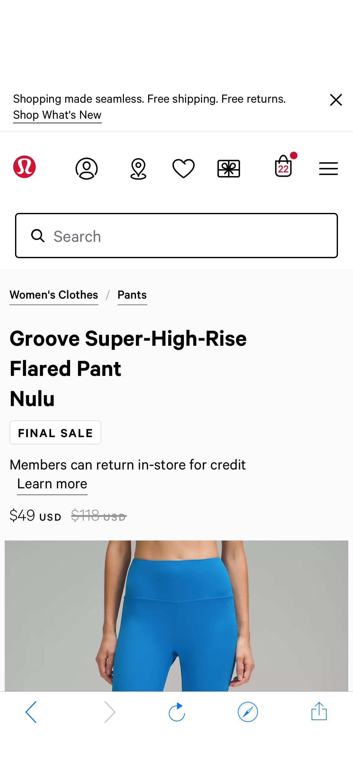 Groove Super-High-Rise Flared Pant Nulu天蓝色和石榴红降价至49元，码全！