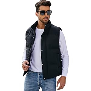 Amazon.com: Amazon Essentials Men's Water-Resistant Sherpa-Lined Puffer Vest, Black, Medium : Clothing, Shoes & Jewelry男装棉背心