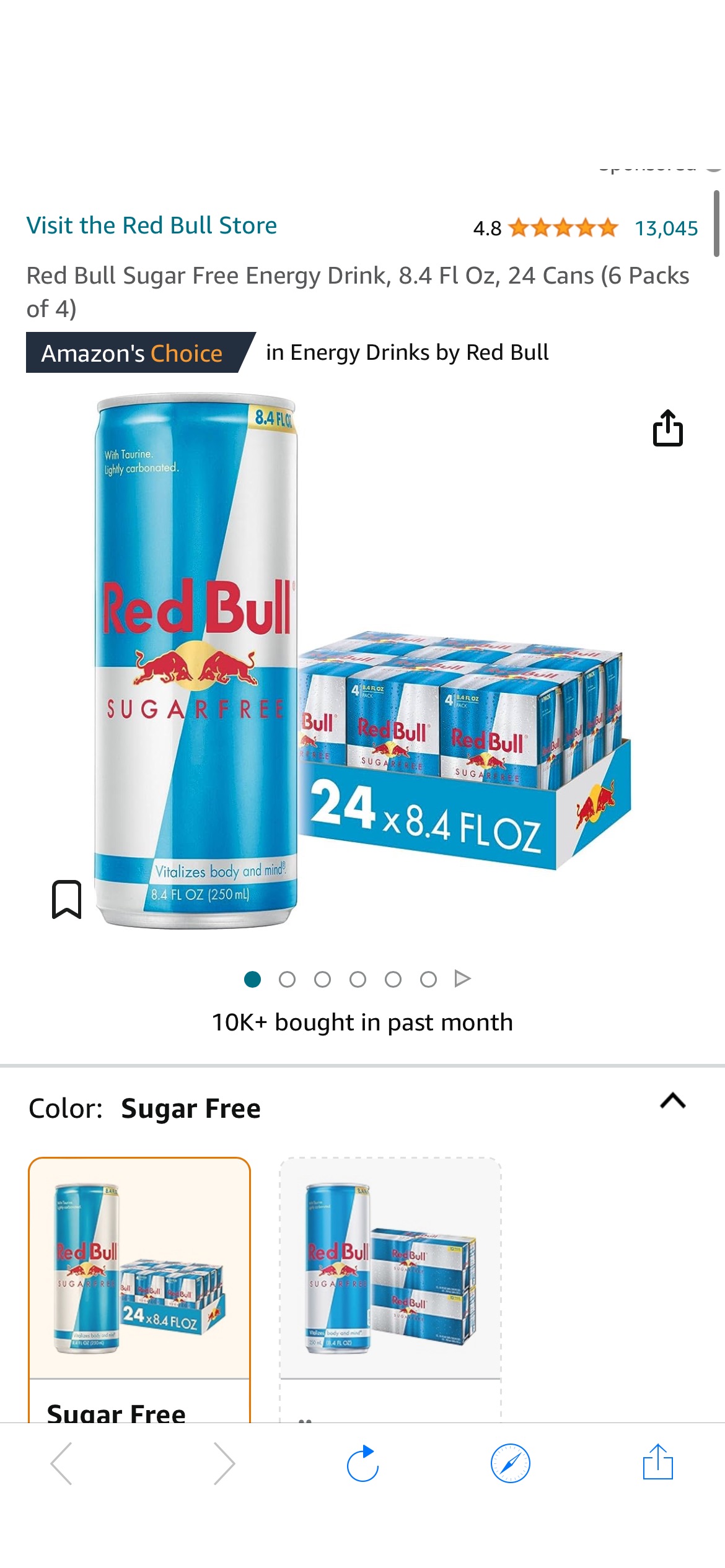 Amazon.com : Red Bull Sugar Free Energy Drink, 8.4 Fl Oz, 24 Cans (6 Packs of 4) : Energy Drinks : Grocery & Gourmet Food