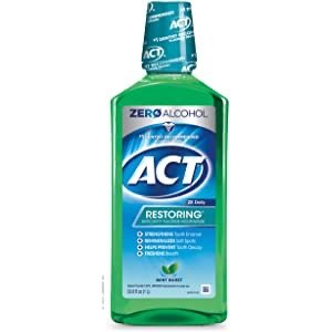 ACT Restoring Zero Alcohol Fluoride Mouthwash, Strengthens Tooth Enamel, Mint Burst, Green, 33.8 Fl Oz Visit the ACT Store