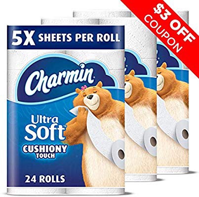 Charmin Ultra Soft Cushiony Touch Toilet Paper, 24 Family Mega Rolls纸巾