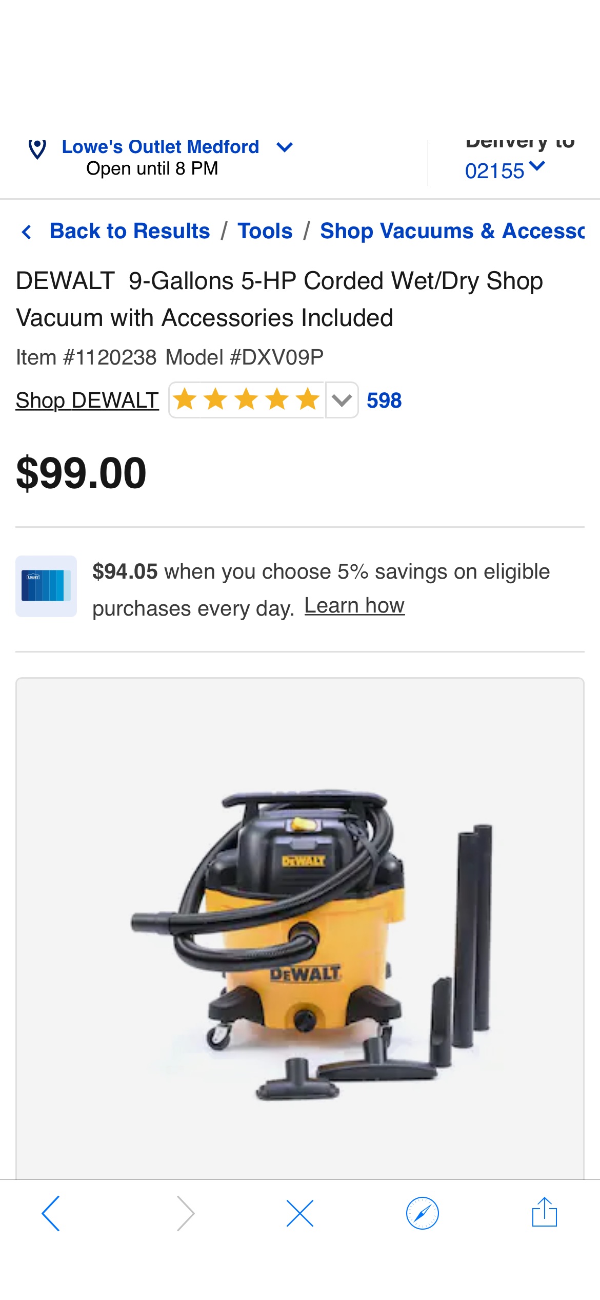 DEWALT 9-Gallons 5-HP Corded Wet/Dry Shop Vacuum with Accessories Included in the Shop Vacuums department at Lowes.com