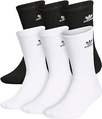 adidas Originals Trefoil Crew Socks (6-Pair), White/Black, Large at Amazon Men’s Clothing store