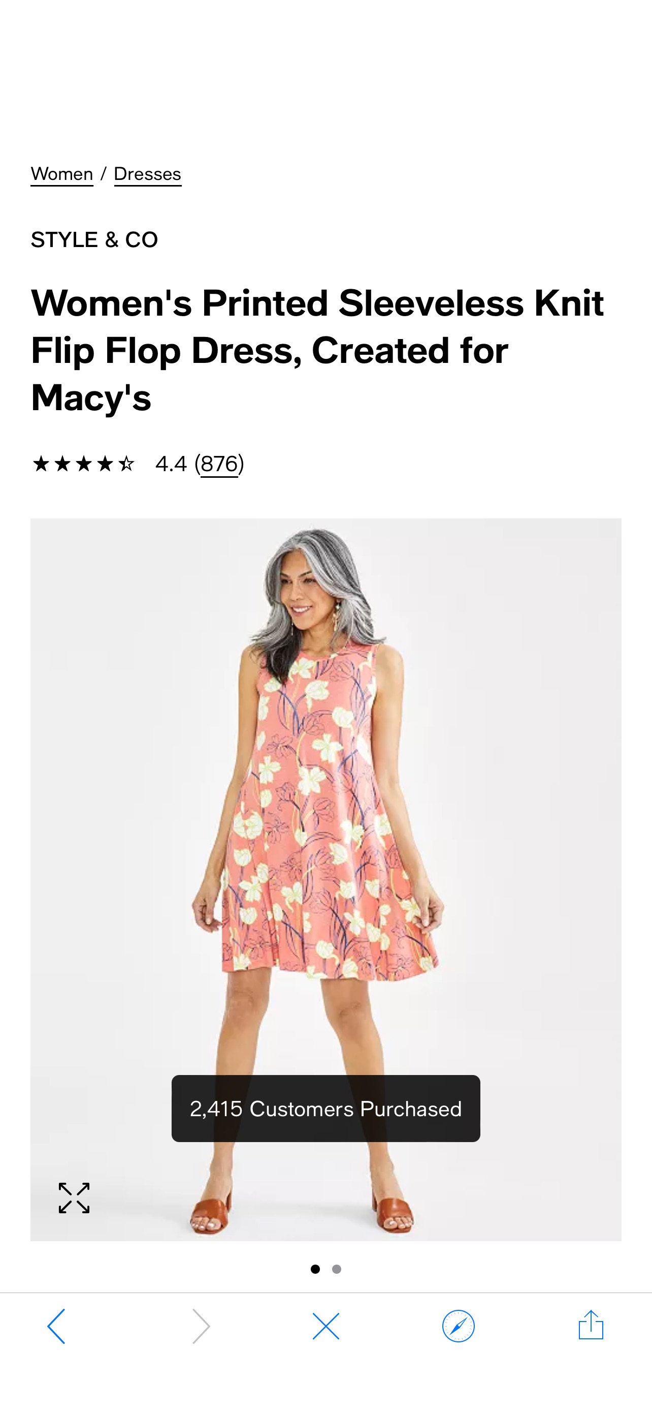长裙Style & Co Women's Printed Sleeveless Knit Flip Flop Dress, Created for Macy's - Macy's