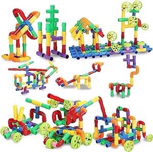 Amazon.com: KAKATIMES STEM积木儿童玩具，教育幼儿学龄前大脑玩具套件，建筑玩具3 4 5 6 7 8岁男孩和女孩-创意儿童材料玩具：