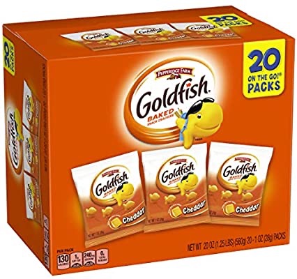 Amazon.com : Pepperidge Farm Goldfish Cheddar Crackers, 1 Ounce Bags, 20 Count : Grocery & Gourmet Food小鱼饼干