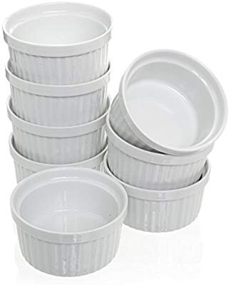 烘焙布丁杯八件套Amazon.com: Set of 8, 4 oz Porcelain Ramekins Bakeware Set, White Porcelain Baking Cups for Pudding